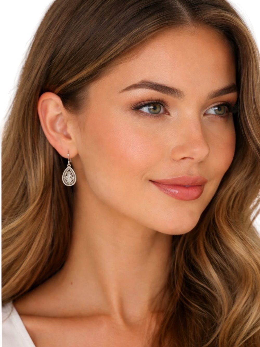 New Marlyn Schiff Vintage-Inspired Silver‎ Ornate Filigree Teardrop Earrings